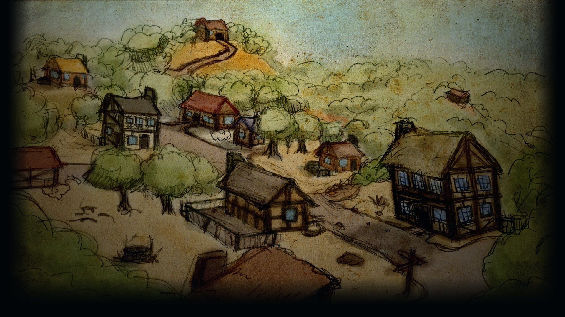 Средневековая деревня арт