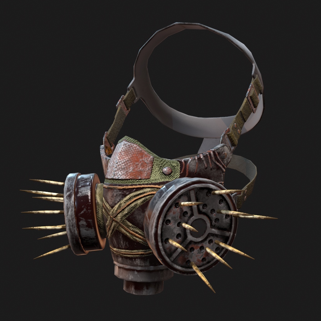 Self-made gas mask with spikes