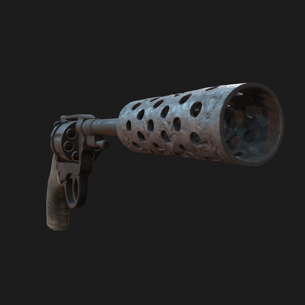 Self-made revolver with a silencer