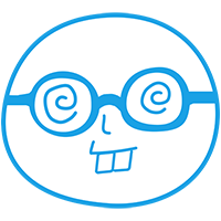 Nerd Face (Blue) - Spiral glasses and buckteeth.