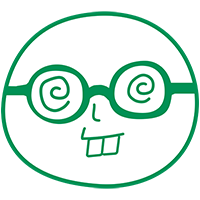 Nerd Face (Green) - Spiral glasses and buckteeth.