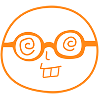 Nerd Face (Orange) - Spiral glasses and buckteeth.