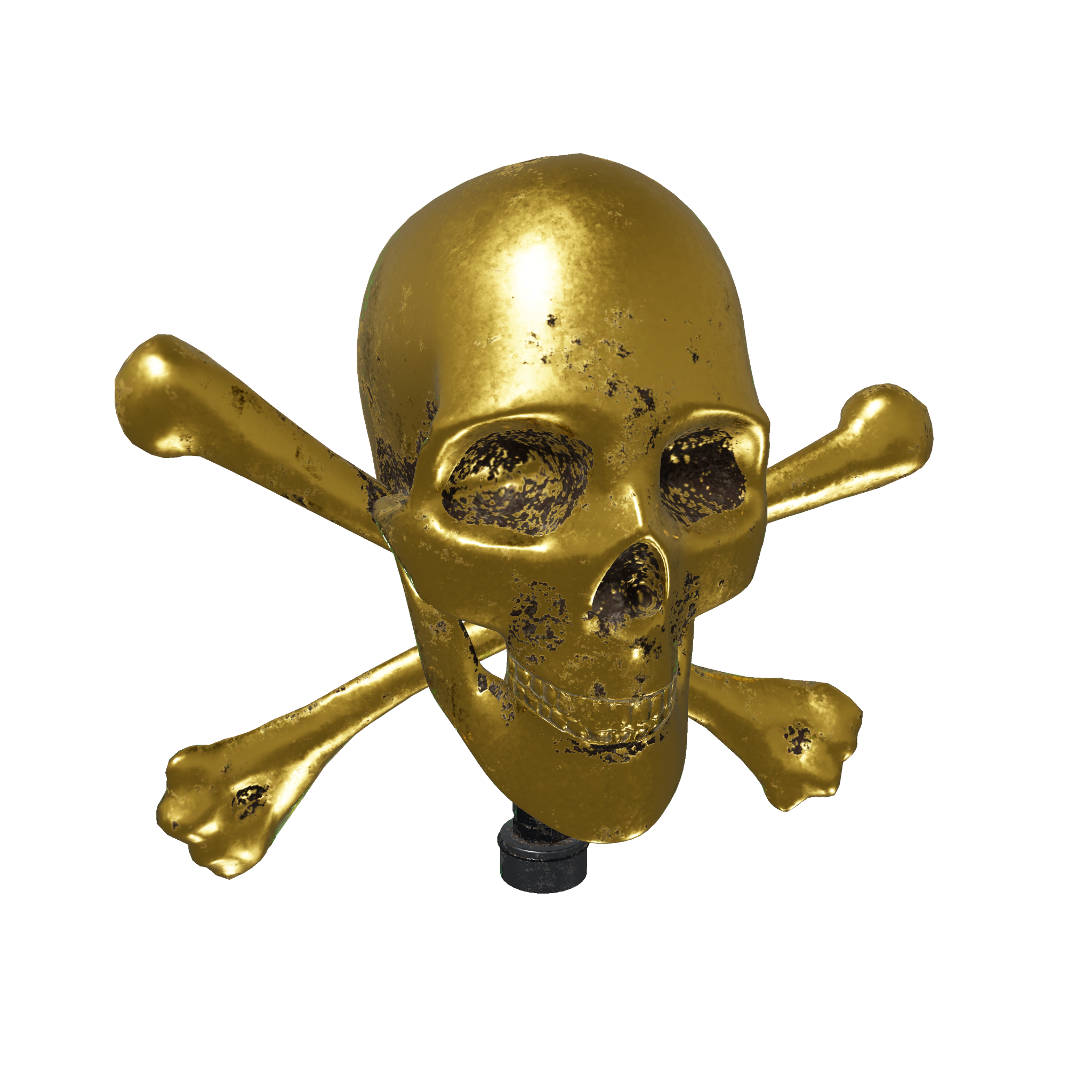 Skull & Crossbones Gold Hood Ornament